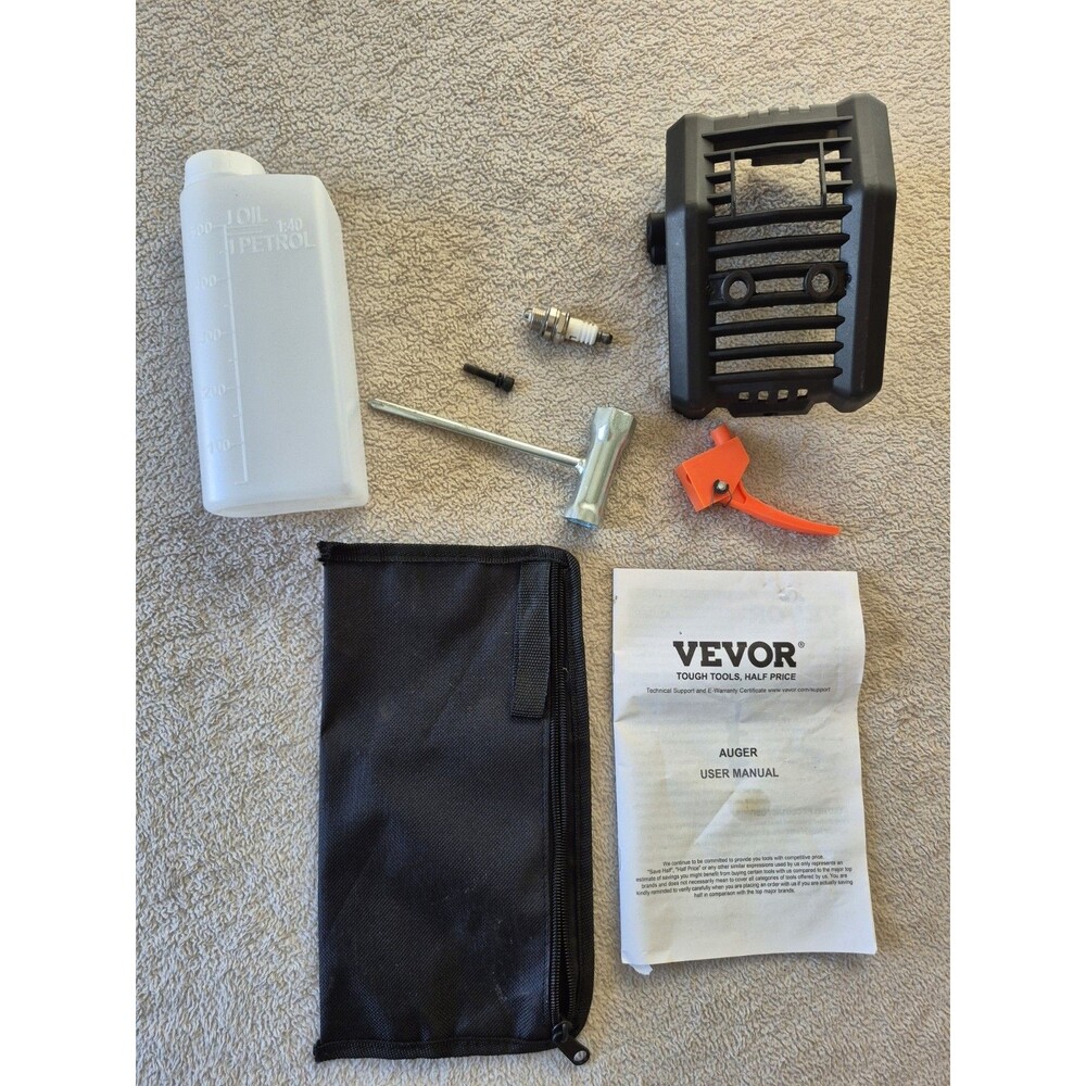 VEVOR Gas Auger Replacement Parts Lot Fuel Mixing Bottle Spark Plug Tools Manual